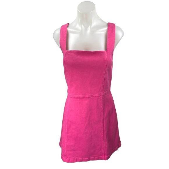 NEW Alice + Olivia Pink Denim Sleeveless Square Neck Mini A-Line Tank Dress 10 - Picture 1 of 4